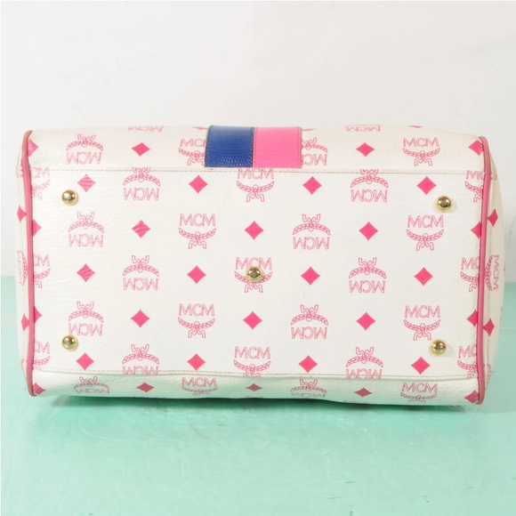 AUTHENTIC MCM Visetos Lion Tote Boston Bag + Dust Bag - Picture 6 of 12